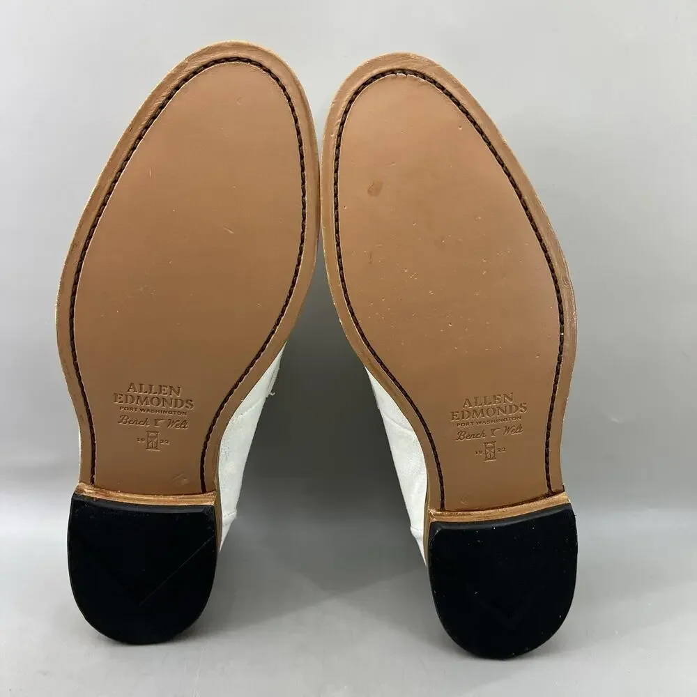 Allen Edmonds Randolph Bit Loafers Men Size 9.5 D White Suede Slip On Dress Shoe